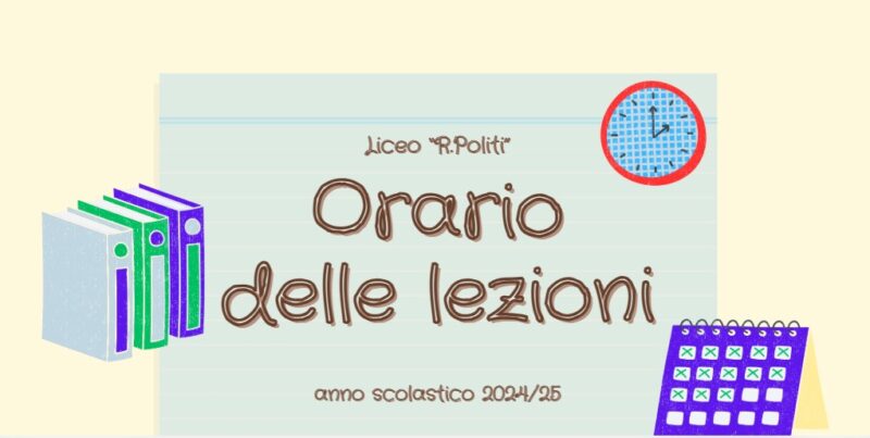 Orario delle lezioni in vigore da gennaio 2025